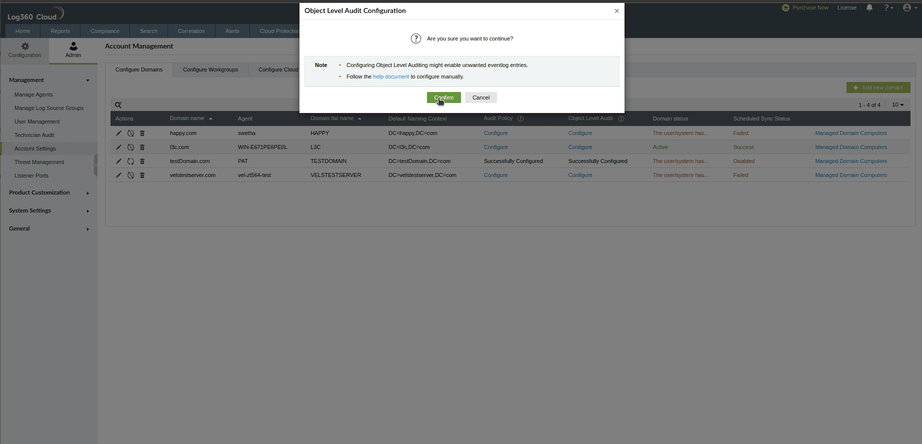 Configuring object level auditing