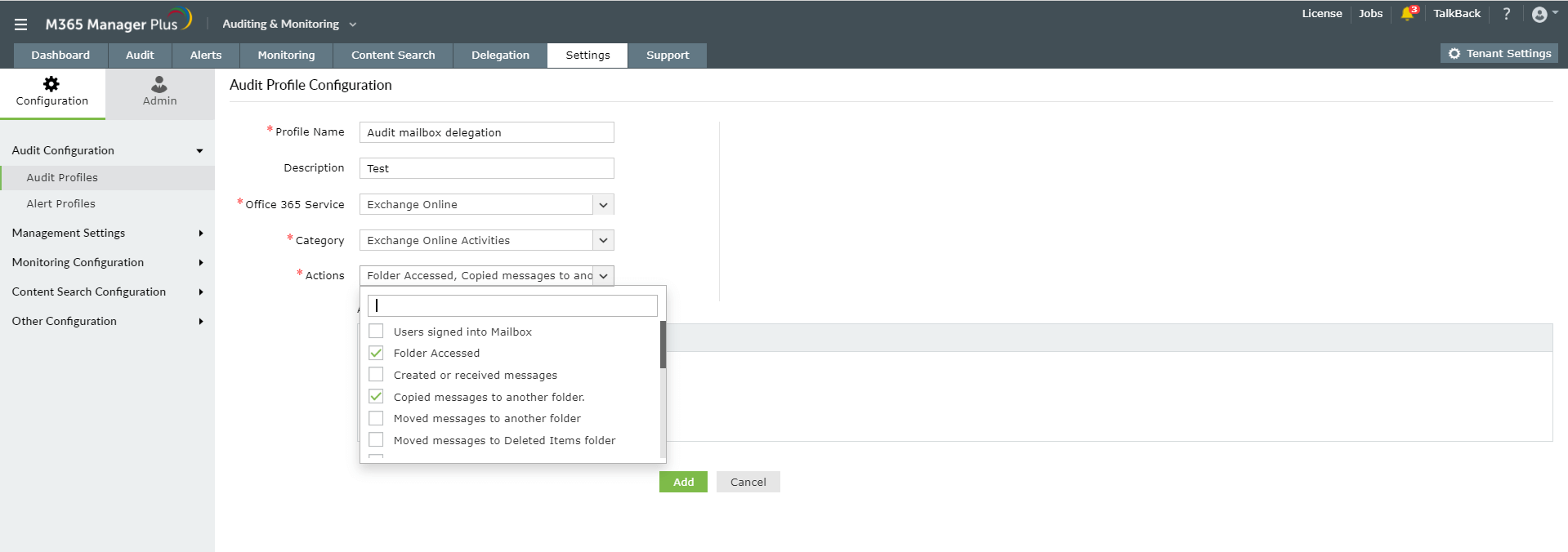 Create Audit Profile Create Audit Profilee