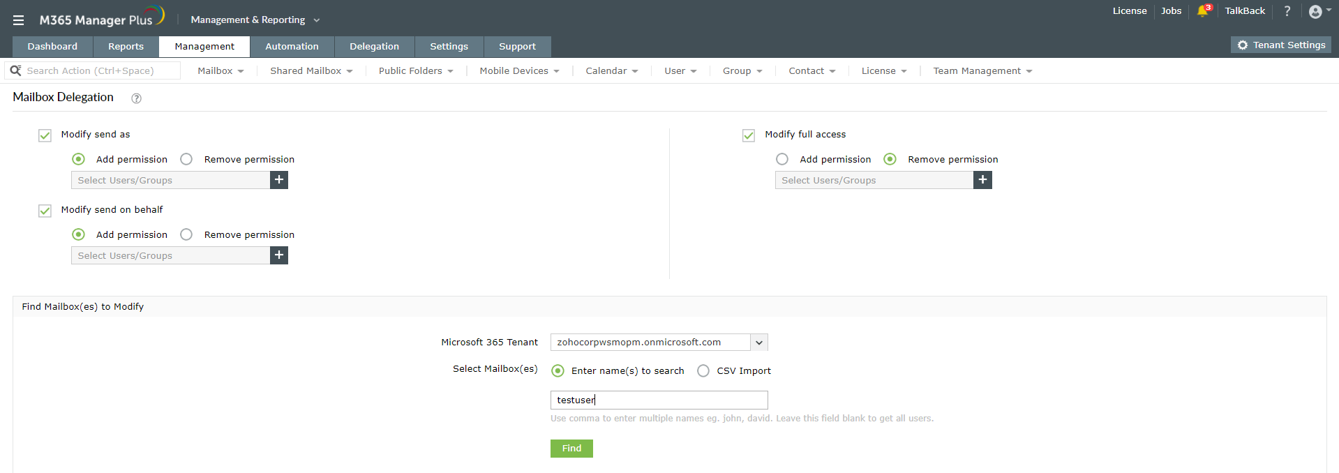 delegate mailbox permission